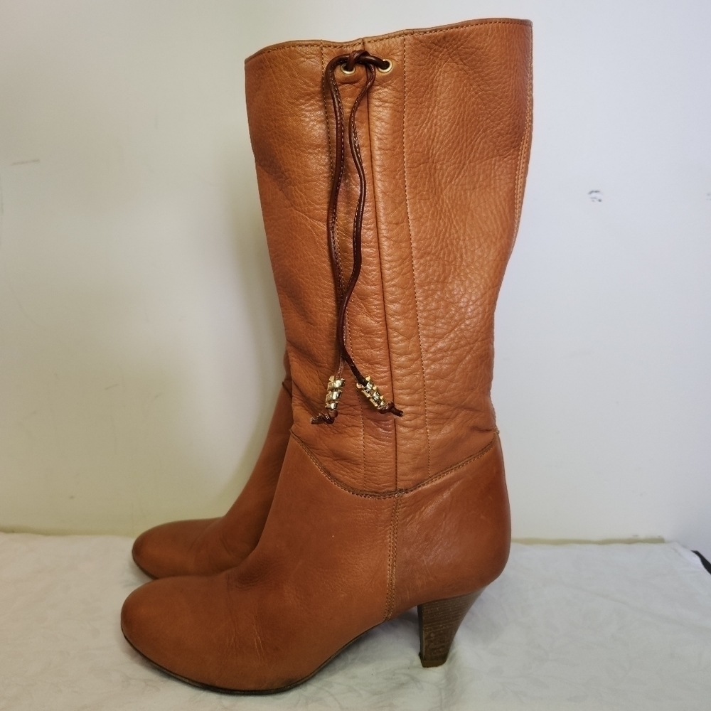 Vintage Leather Block Heel Boots